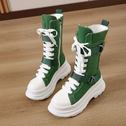 Funki Findz | Boots | Women's Canvas Chunky Platform Boots