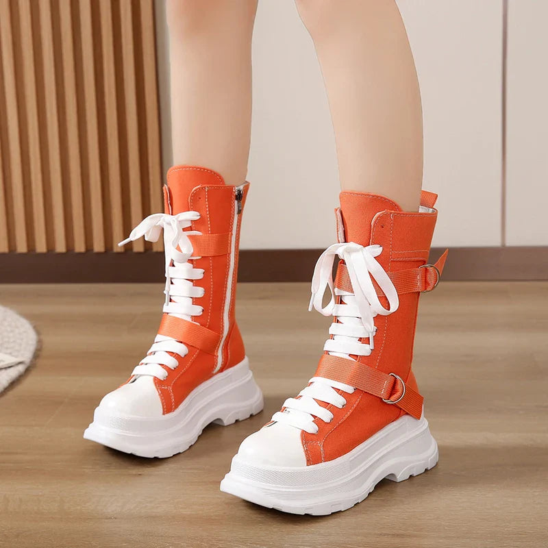 Funki Findz | Boots | Women's Canvas Chunky Platform Boots
