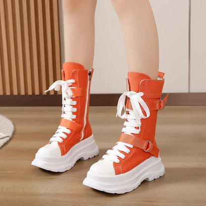 Funki Findz | Boots | Women's Canvas Chunky Platform Boots