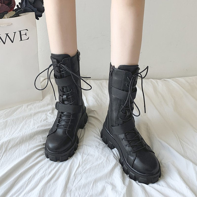 Funki Findz | Boots | Women's Lace-Up Combat Boots Biker Boot