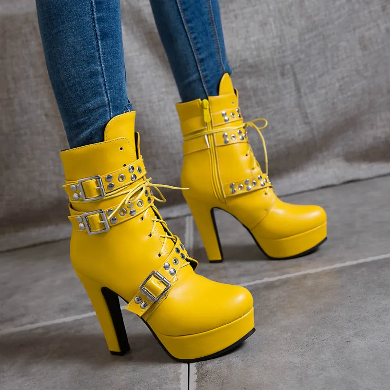 Funki Findz | Boots | Women's Buckle Strap Platform Ankle Boots