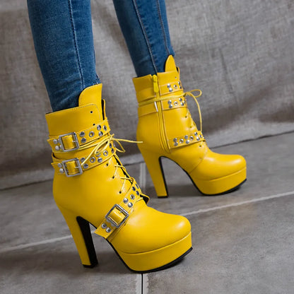 Funki Findz | Boots | Women's Buckle Strap Platform Ankle Boots