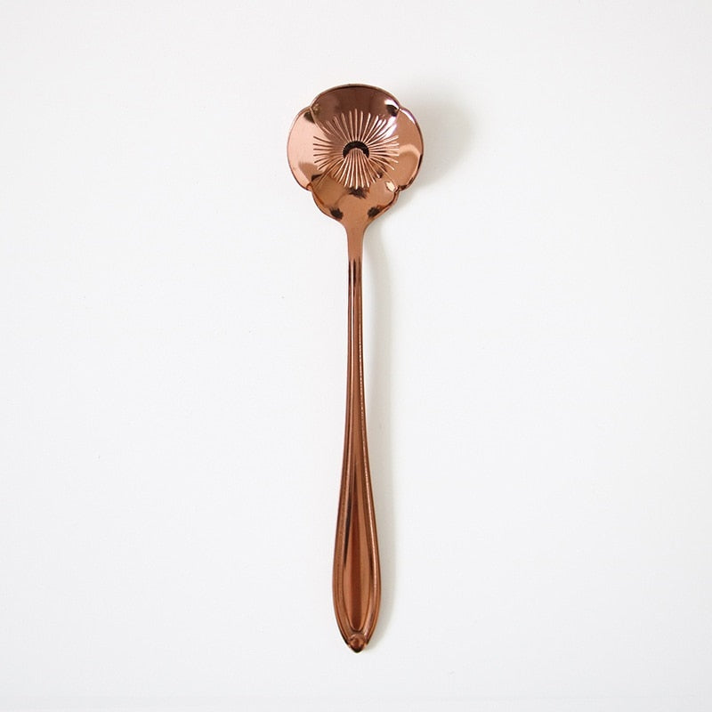 Funki Findz | Spoons | Vintage Gold Flower Coffee Spoons 8 Pcs