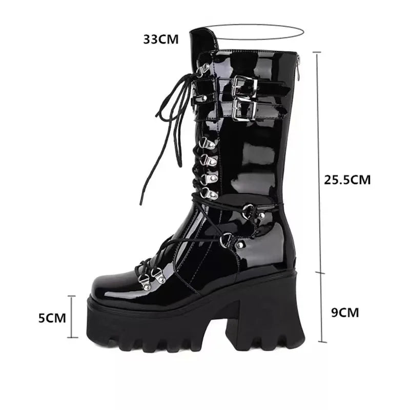 Funki Findz | Boots | Women's Mid-Calf Platform Buckle Boots