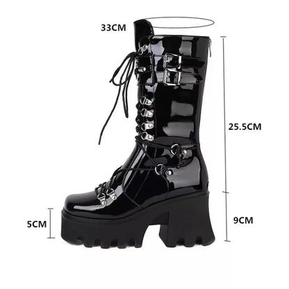 Funki Findz | Boots | Women's Mid-Calf Platform Buckle Boots