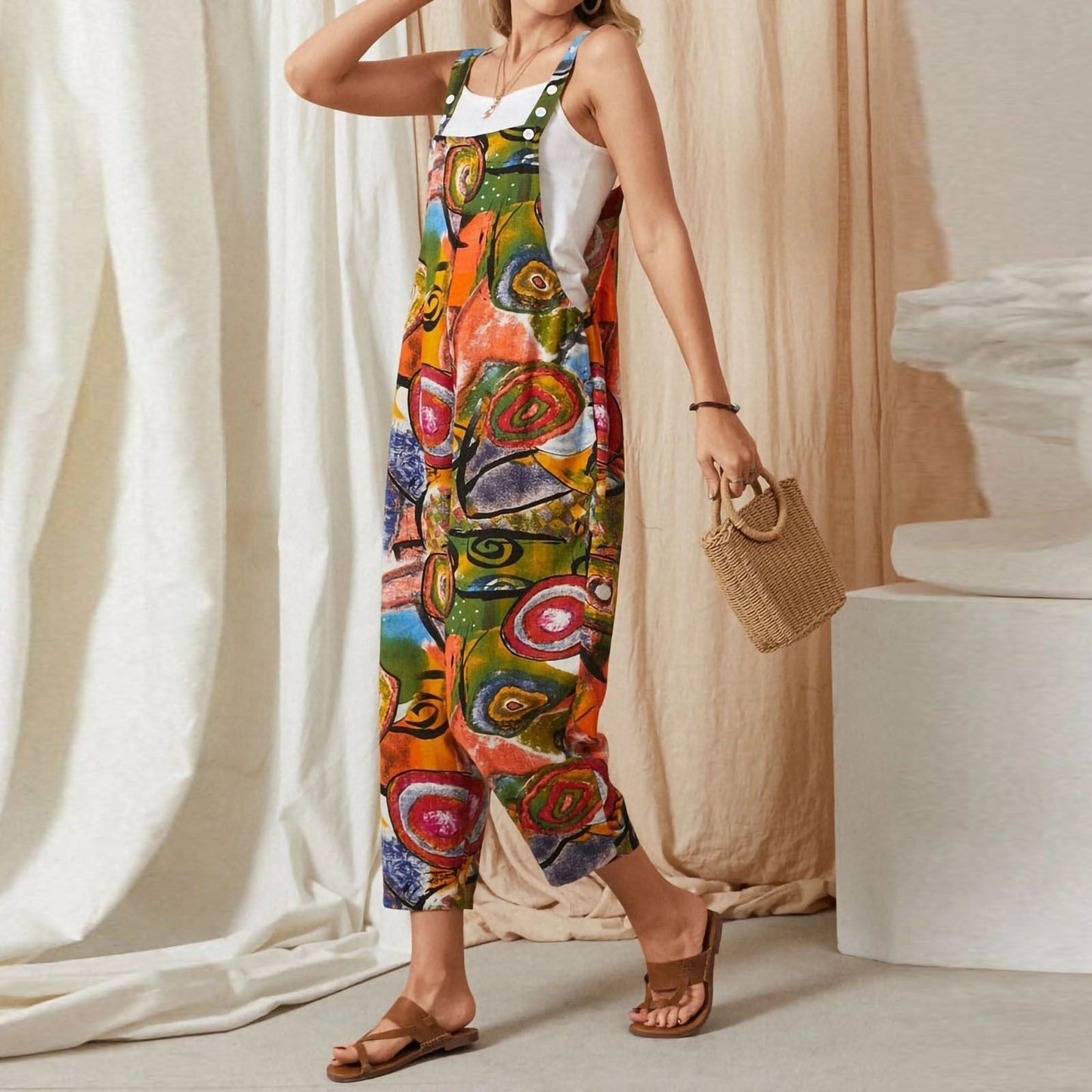 Funki Findz | Pants | Women's Boho Loose Fit Wide Leg Romper