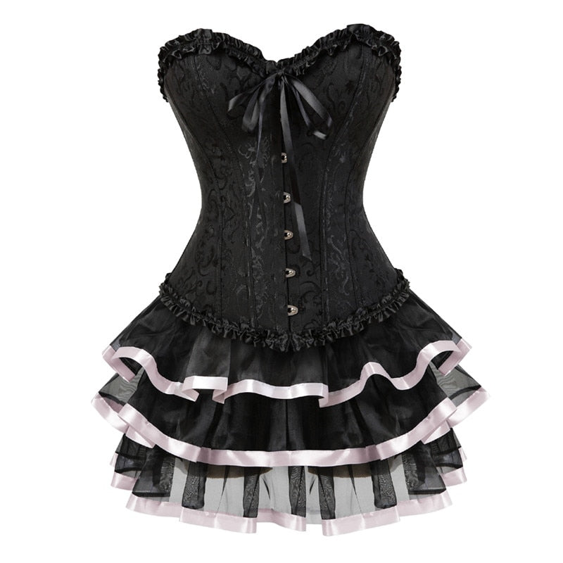Funki Findz | Dresses | Women's Victorian Corset Dress 2Pcs Set