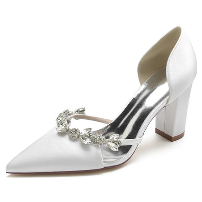 Funki Findz | Shoes | Women's Satin Crystal Block Bridal Shoes
