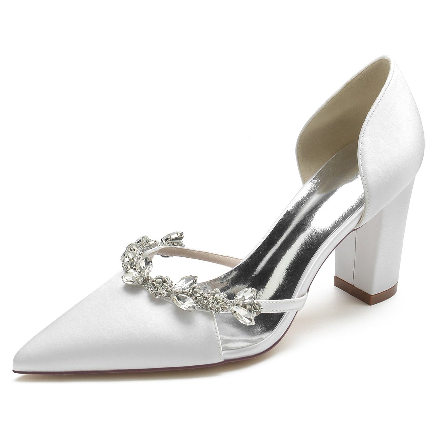 Funki Findz | Shoes | Women's Satin Crystal Block Bridal Shoes