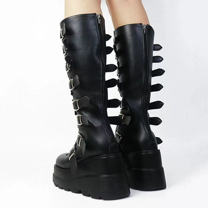 Funki Findz | Boots | Women's Punk Buckle Strap Platform Boots