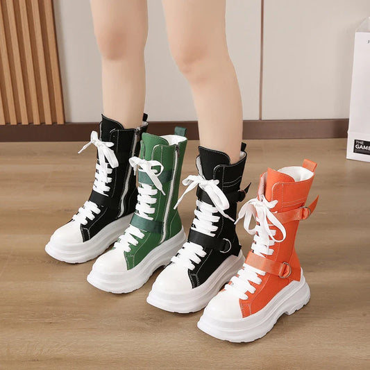 Funki Findz | Boots | Women's Canvas Chunky Platform Boots