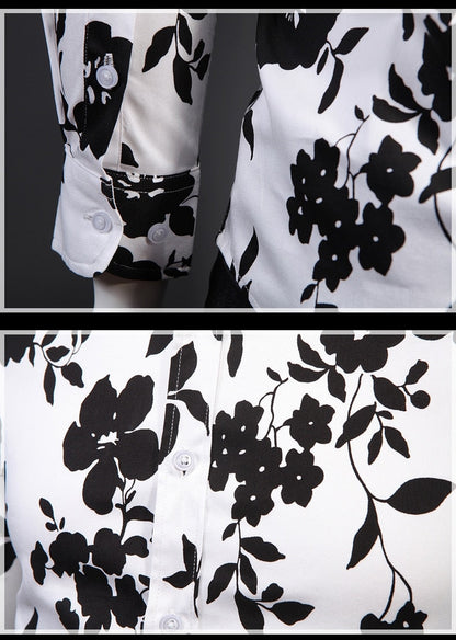 Funki Findz | Shirts | Men's Floral Print Long Sleeved Dress Shirt