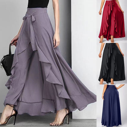 Funki Findz | Skirts | Women's Elegant Long Ruffled Skirt Pants