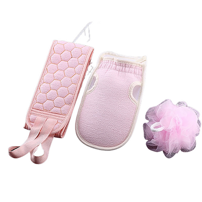 Funki Findz | Back Scrubber | Loofah Sponge Bath Brush Set 3Pc