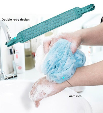Funki Findz | Back Scrubber | Loofah Sponge Bath Brush Set 3Pc
