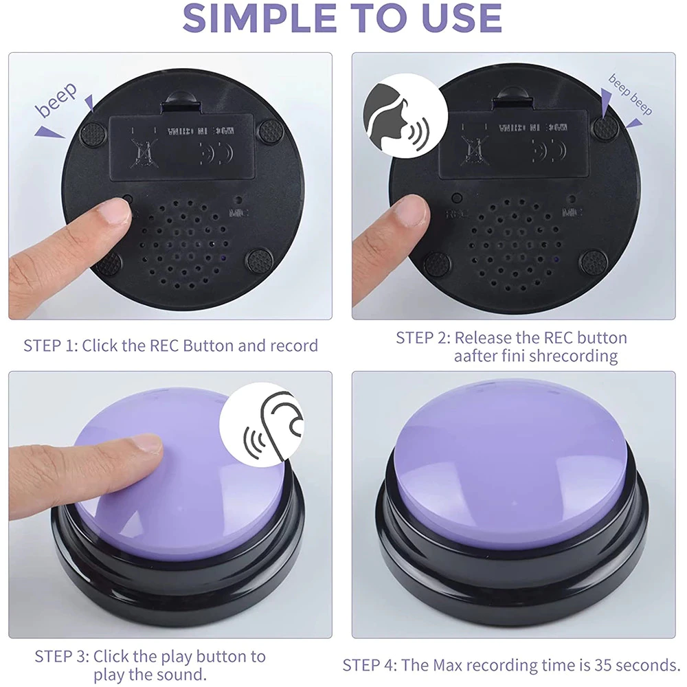 Funki Findz | Pet Toys | Recordable Button Learning Aid for Kids, Pets