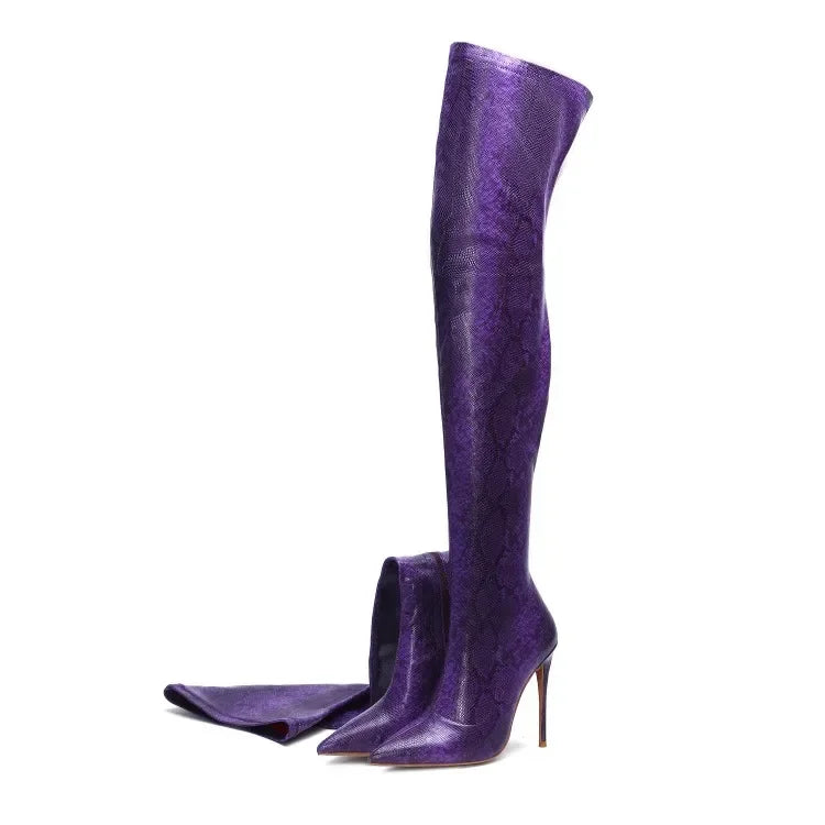 Funki Findz | Boots | Women's Snake Print Cloth Long Boots