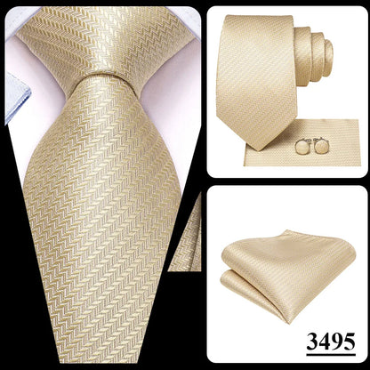 Funki Findz | Neckties | Men's Champagne Gold Silk Tie 3Pcs Set