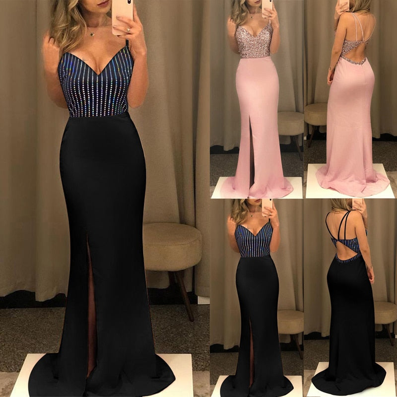 Funki Findz | Dresses | Women's Long Sequin Prom Party Dress