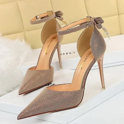 Funki Findz | Shoes | Women's Glitter Bow Knot Strappy Heels