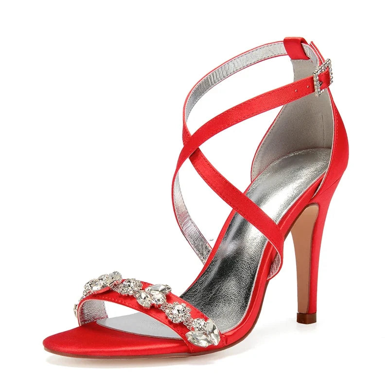 Funki Findz | Shoes | Women's Luxury Satin Crystal Bridal Sandals