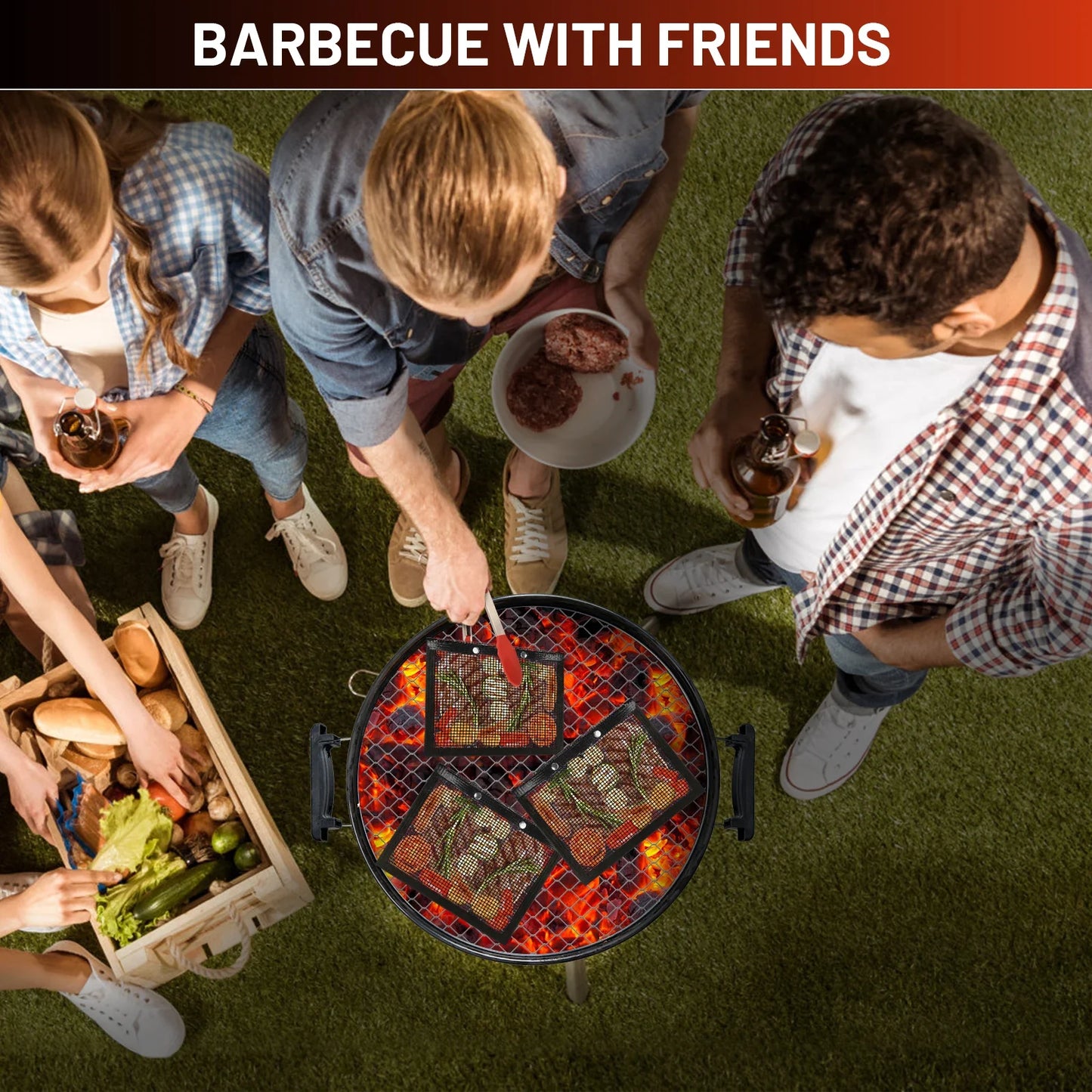 Funki Findz | Grill Bags | Non-Stick BBQ Grill Mesh Cooking Bags