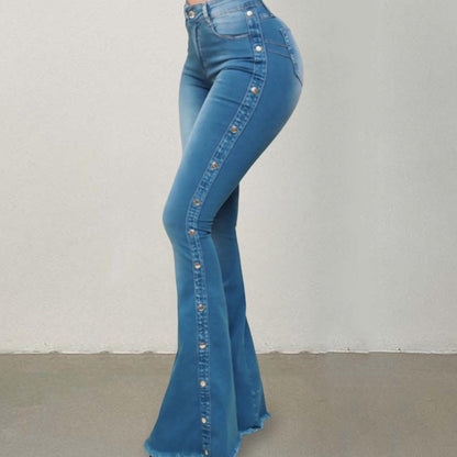 Funki Findz | Pants | Women's Side Button Butt Lift Flared Jeans