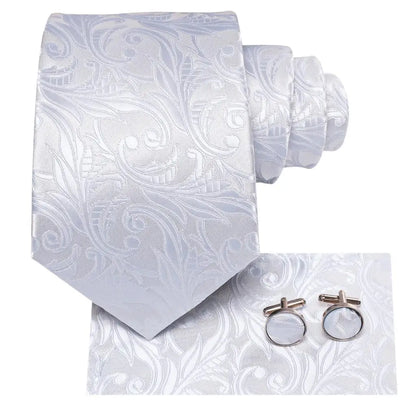 Funki Findz | Neckties | Men's 3pcs White Silk Wedding Tie Sets