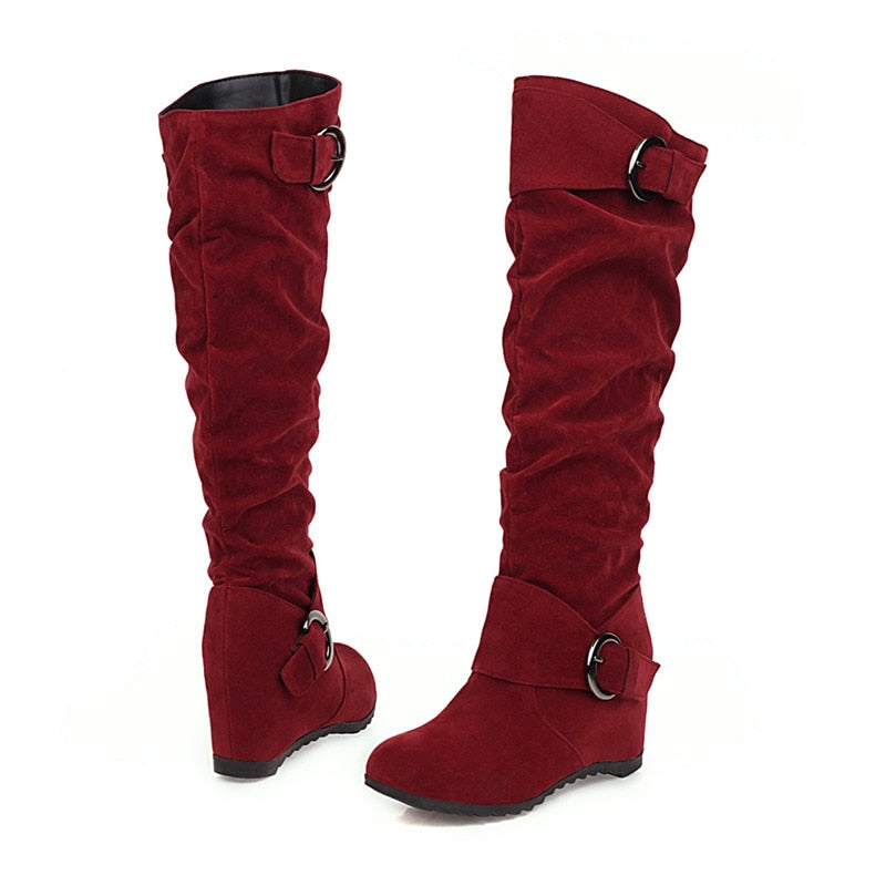 Funki Findz | Boots | Women's Mid-Calf Suede Wedge Boot