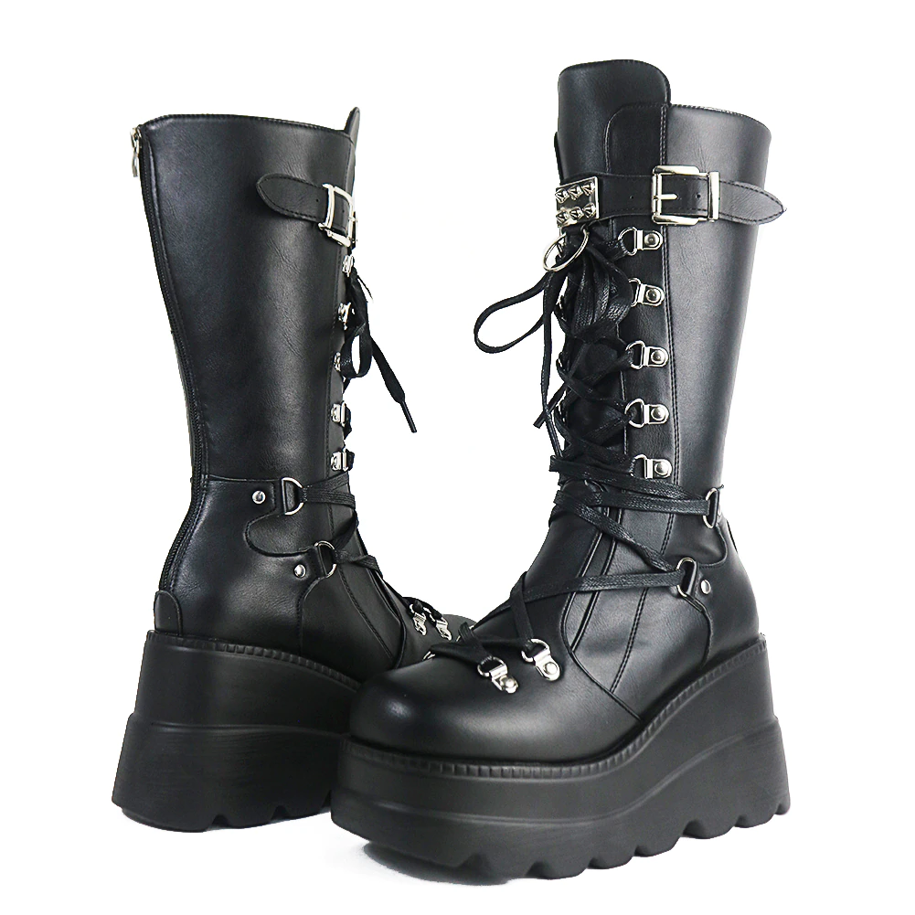Funki Findz | Boots | Women's Punk High Platform Wedge Boots