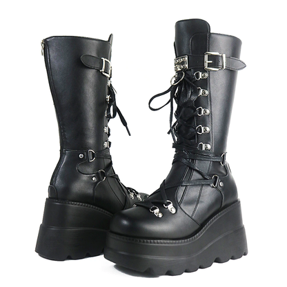 Funki Findz | Boots | Women's Punk High Platform Wedge Boots