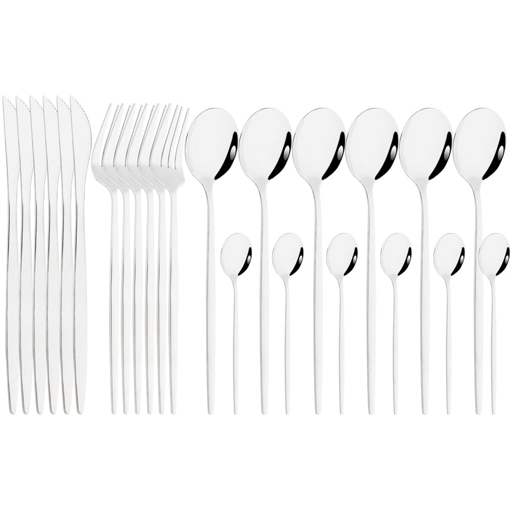 Funki Findz | Cutlery Sets | Gold Stainless Steel Mirror Polish 24 Set