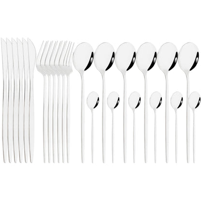 Funki Findz | Cutlery Sets | Gold Stainless Steel Mirror Polish 24 Set