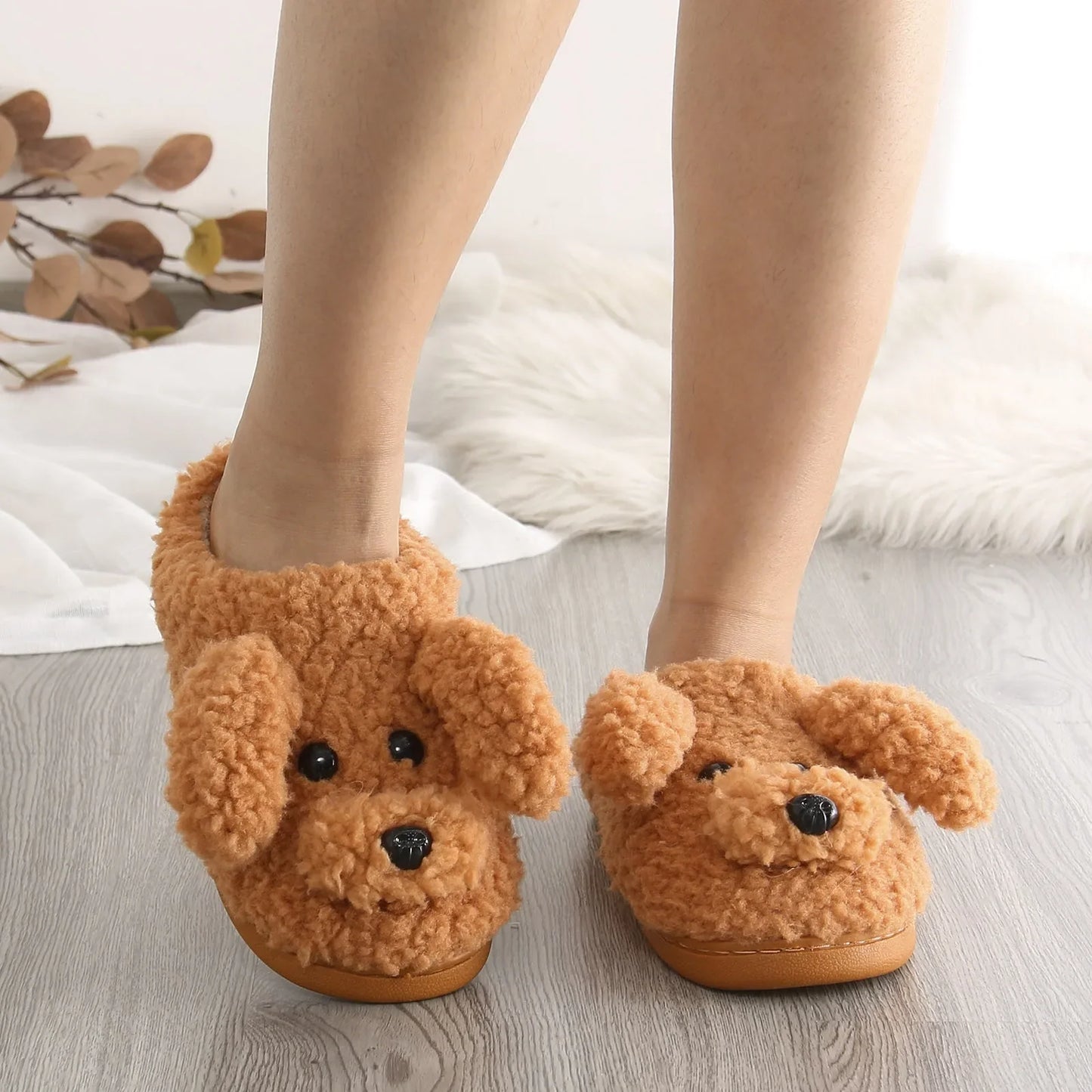 Funki Findz | Shoes | Women's Fluffy Cartoon Dog Fur Slippers