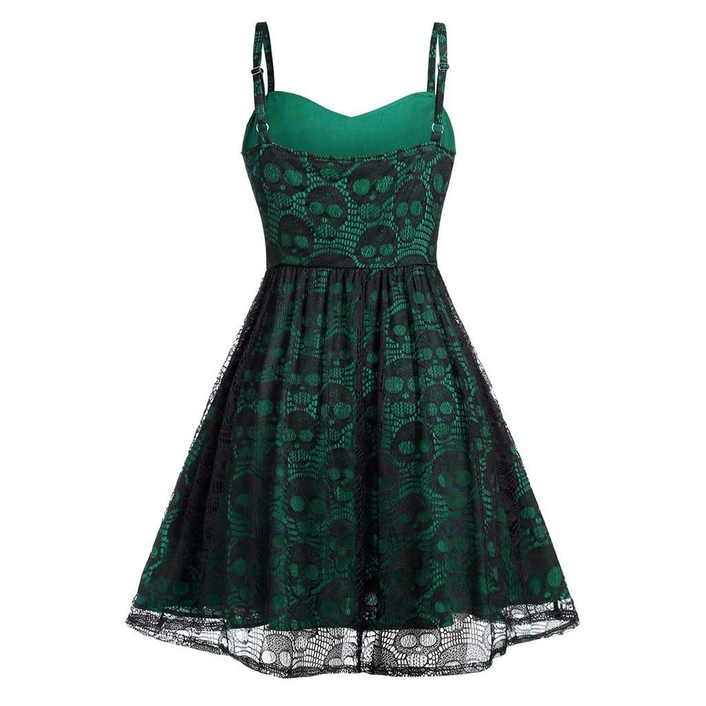Funki Findz | Dresses | Women's Gothic Skull Lace Mini Dress