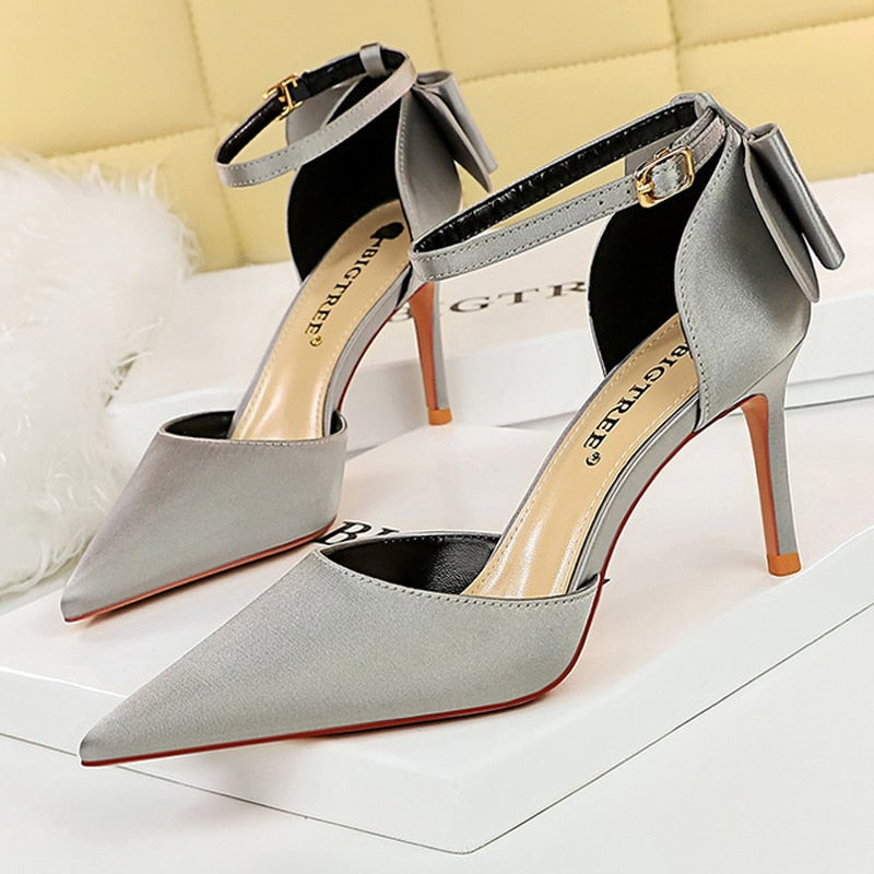 Funki Findz | Shoes | Women's Elegant Silk Bow Stiletto Pumps