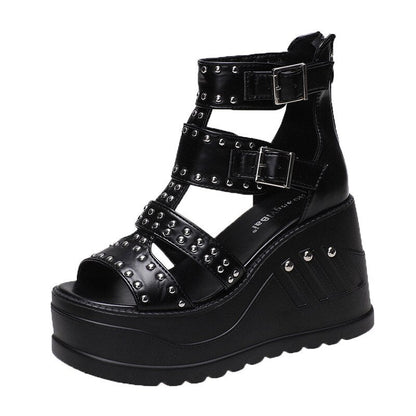 Funki Findz | Shoes | Women's Riveted Platform Wedge Sandals