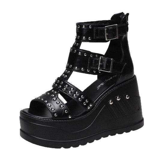 Funki Findz | Shoes | Women's Riveted Platform Wedge Sandals