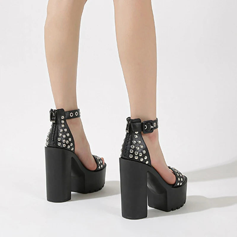 Funki Findz | Shoes | Women's Goth Rivet Dress Platform Sandal