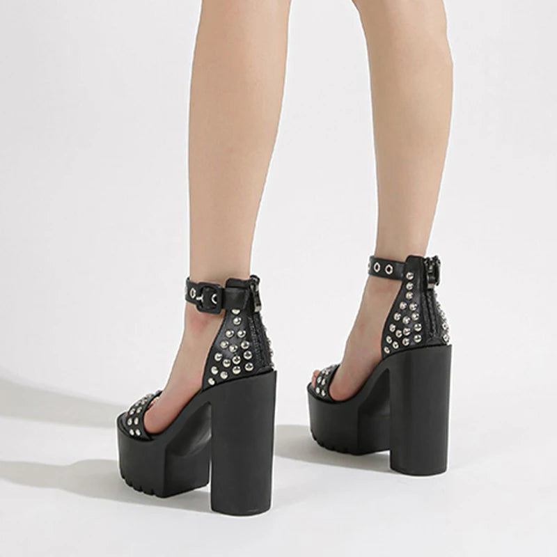 Funki Findz | Shoes | Women's Goth Rivet Dress Platform Sandal