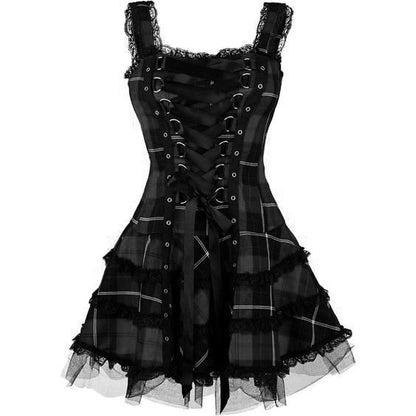 Funki Findz | Dresses | Women's Gothic Punk Plaid Mini Dress