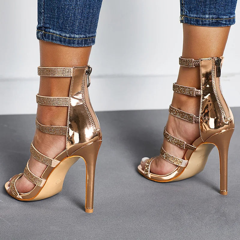 Funki Findz | Shoes | Women's Mid-calf Bling Gladiator Sandals
