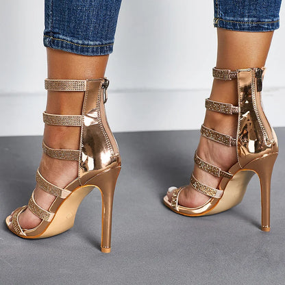 Funki Findz | Shoes | Women's Mid-calf Bling Gladiator Sandals