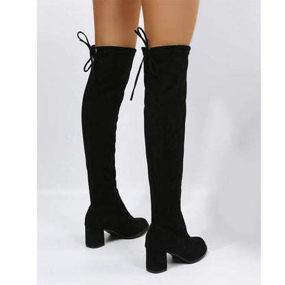 Funki Findz | Boots | Women's Thigh High Square Mid Heel Boots