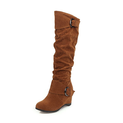 Funki Findz | Boots | Women's Mid-Calf Suede Wedge Boot