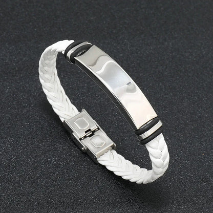 Funki Findz | Bracelets | Unisex Titanium Woven Leather Bracelet