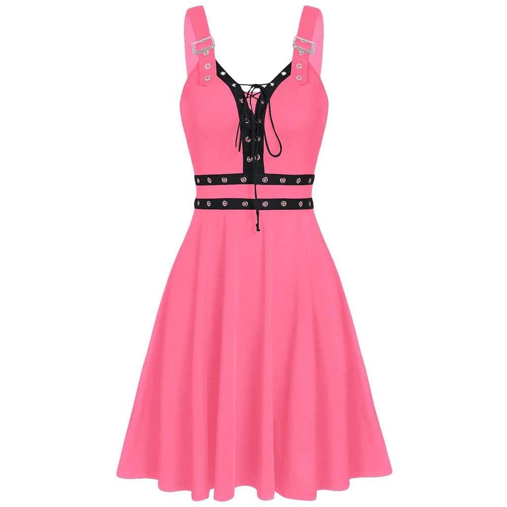 Funki Findz | Dresses | Women's Gothic Lace Up Mini Dress