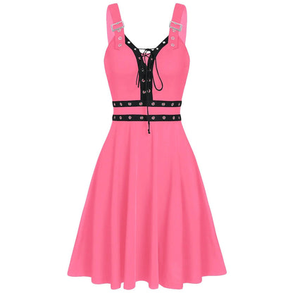 Funki Findz | Dresses | Women's Gothic Lace Up Mini Dress