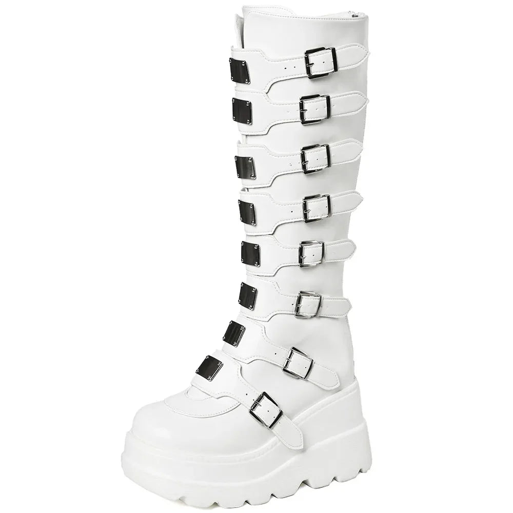 Funki Findz | Boots | Women's Punk Goth Multi Buckle Boots