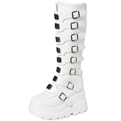 Funki Findz | Boots | Women's Punk Goth Multi Buckle Boots